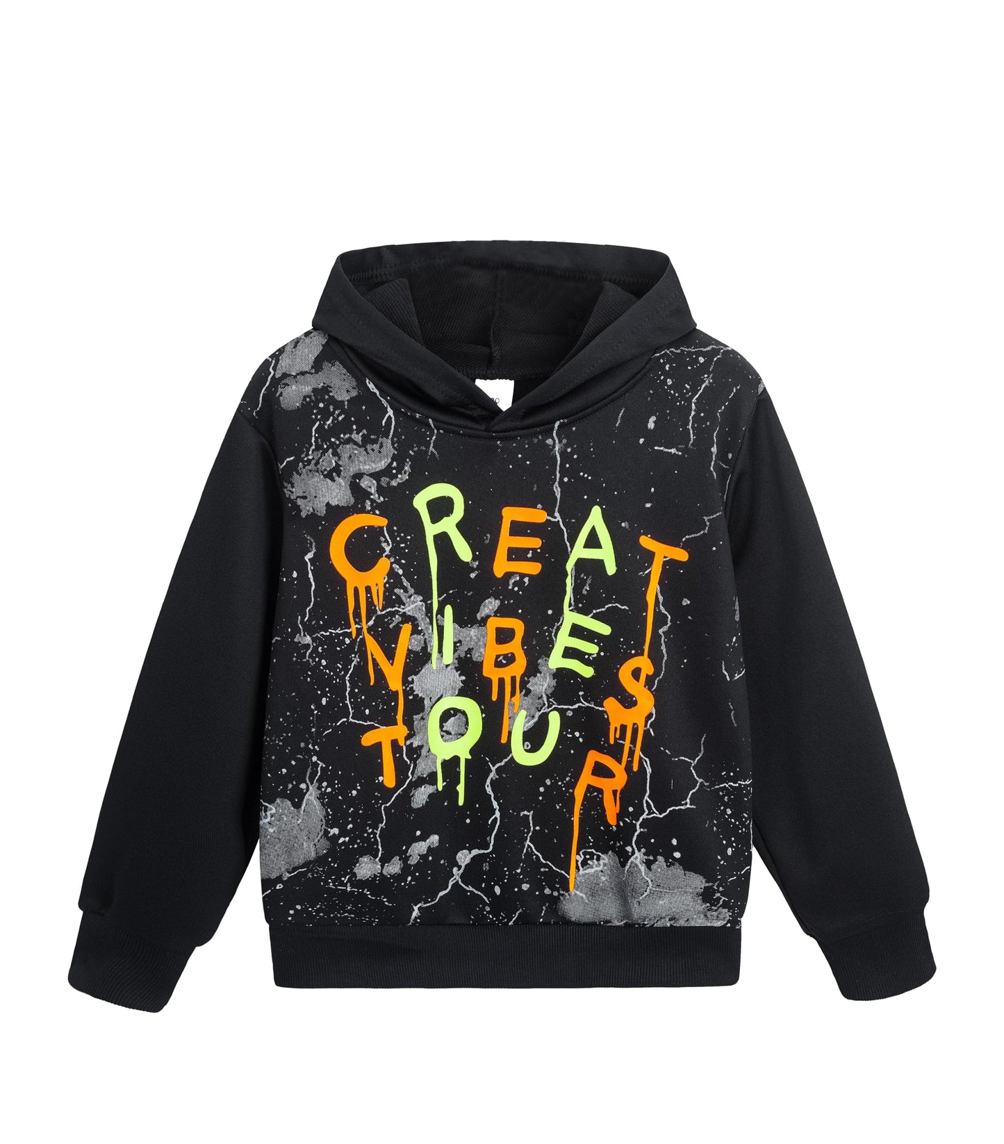 Boys Hoodies Printed Hooded Sweatshirts for Kids 4-15 Years (US Age 8 Years 9 Years LZ-016-Black)