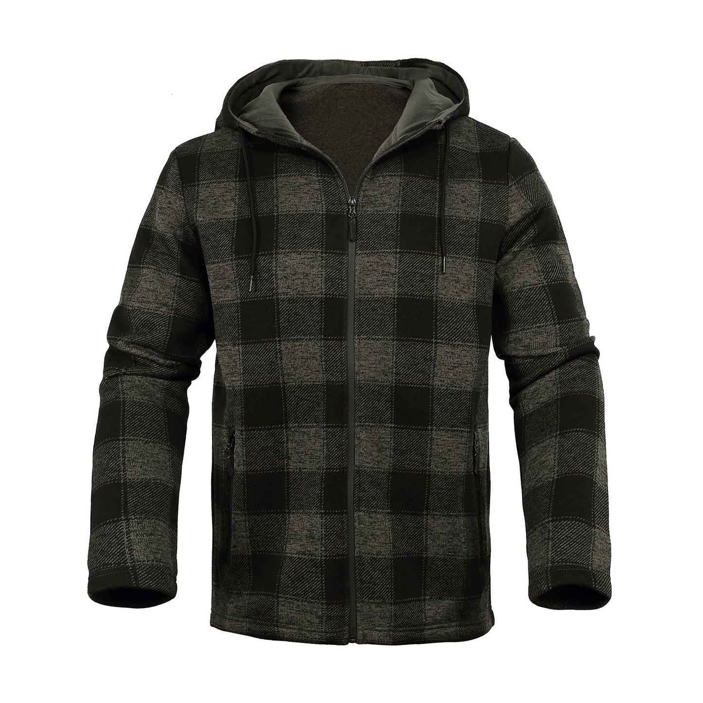 Bellnorth Mens Fleece Jacket Plaid Hoodies Sherpa Zip Up Winter Work Warm Sweatshirts(charcoalm)