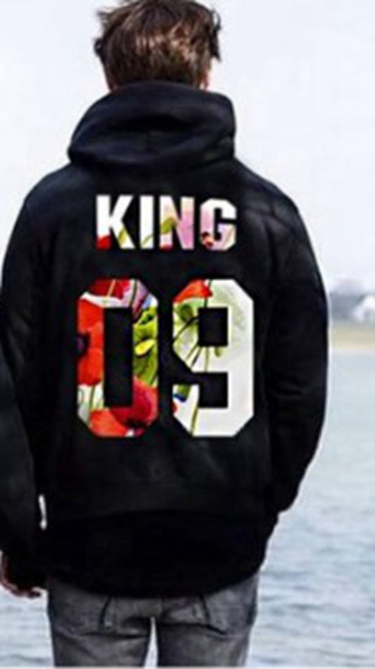 Couple Hoodies with Print - QUEEN KING 09 Design