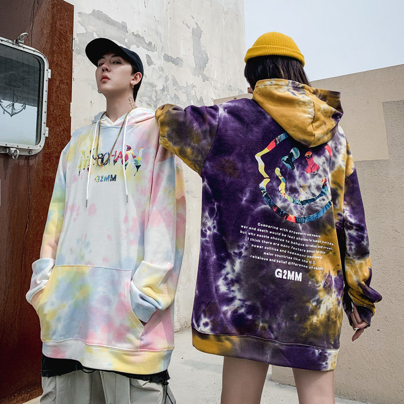 Tie-Dye Smiley Face Hoodies for Couples (Men's)