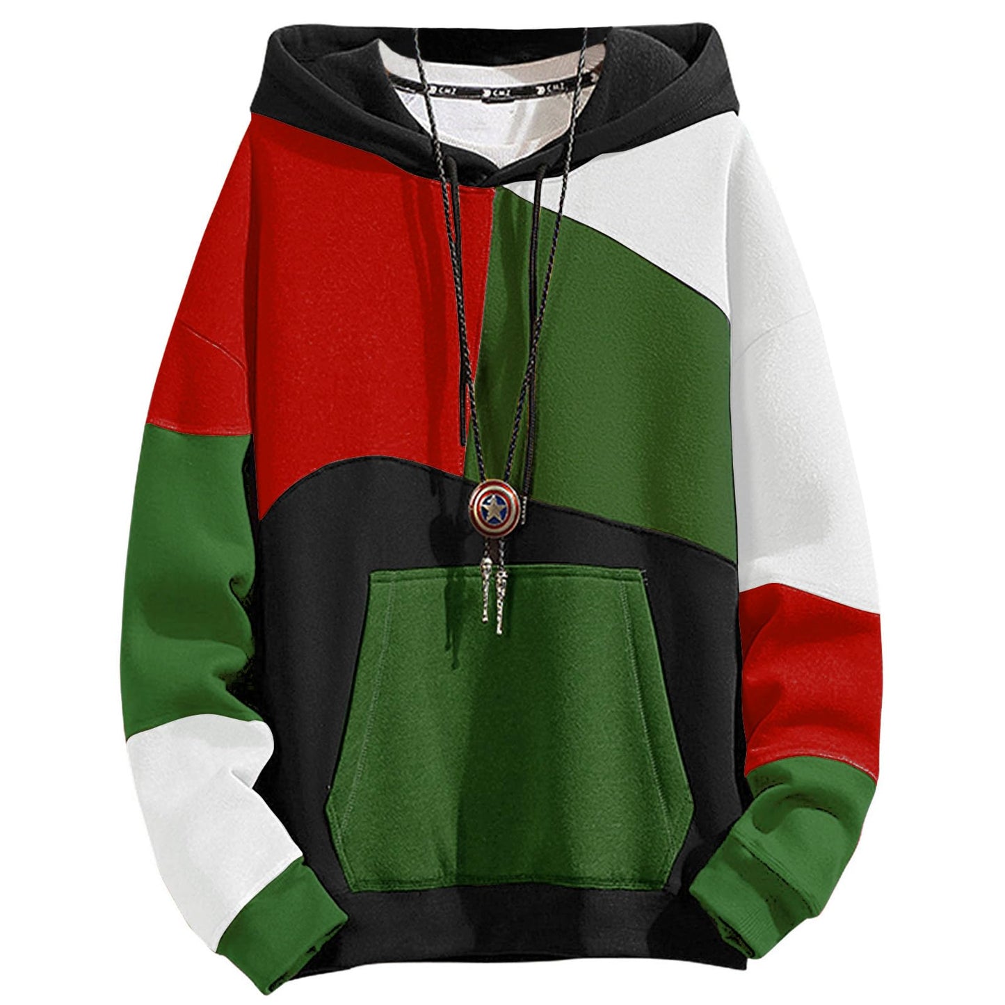 XIAOYAO Mens Fashion Hoodies Techwear Contrast Color Oversize Sweatshirts Unisex Lightweight Patchwork Hip Hop Pullover